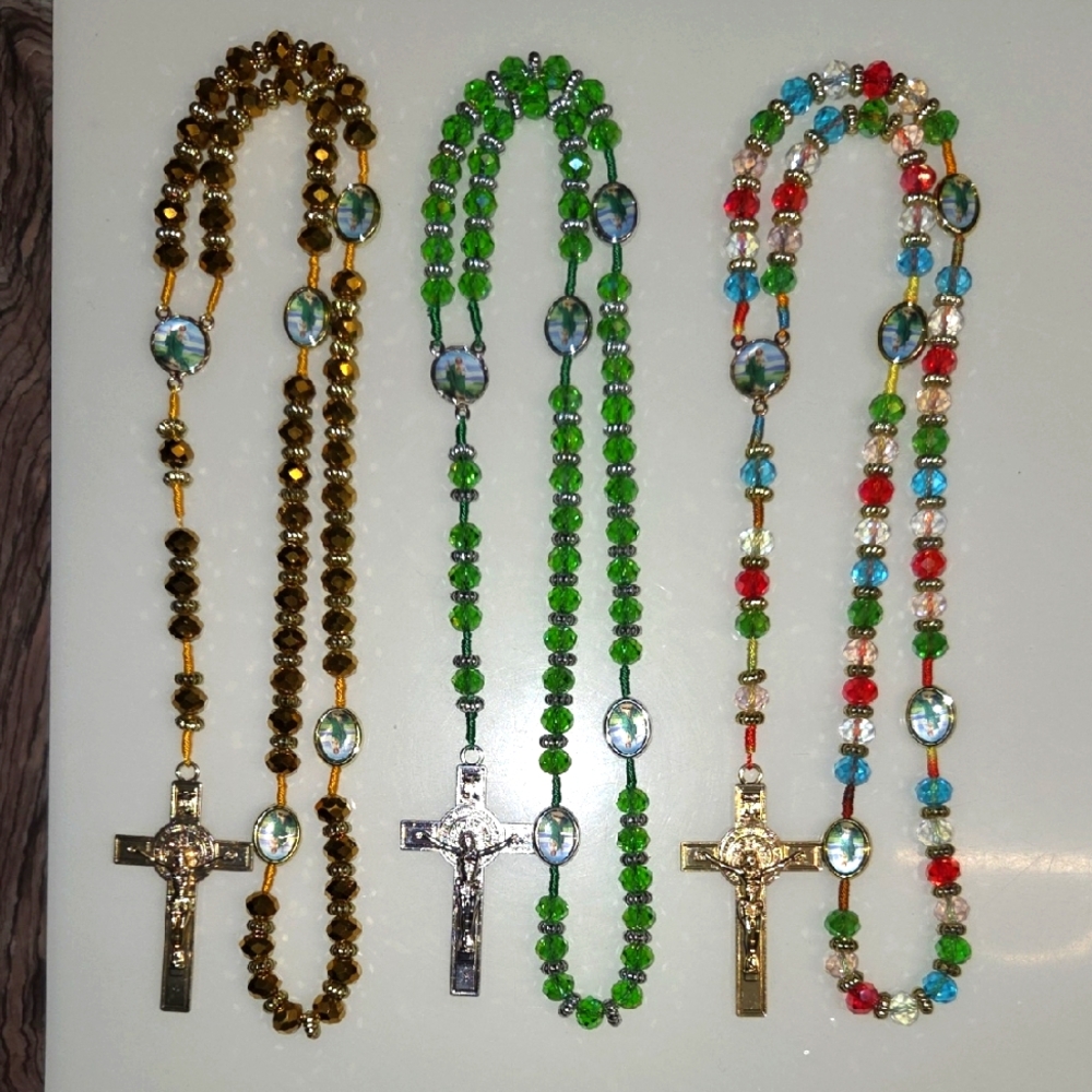3 pcs Rosary Shiny Crystal Beads 21½" long approximately